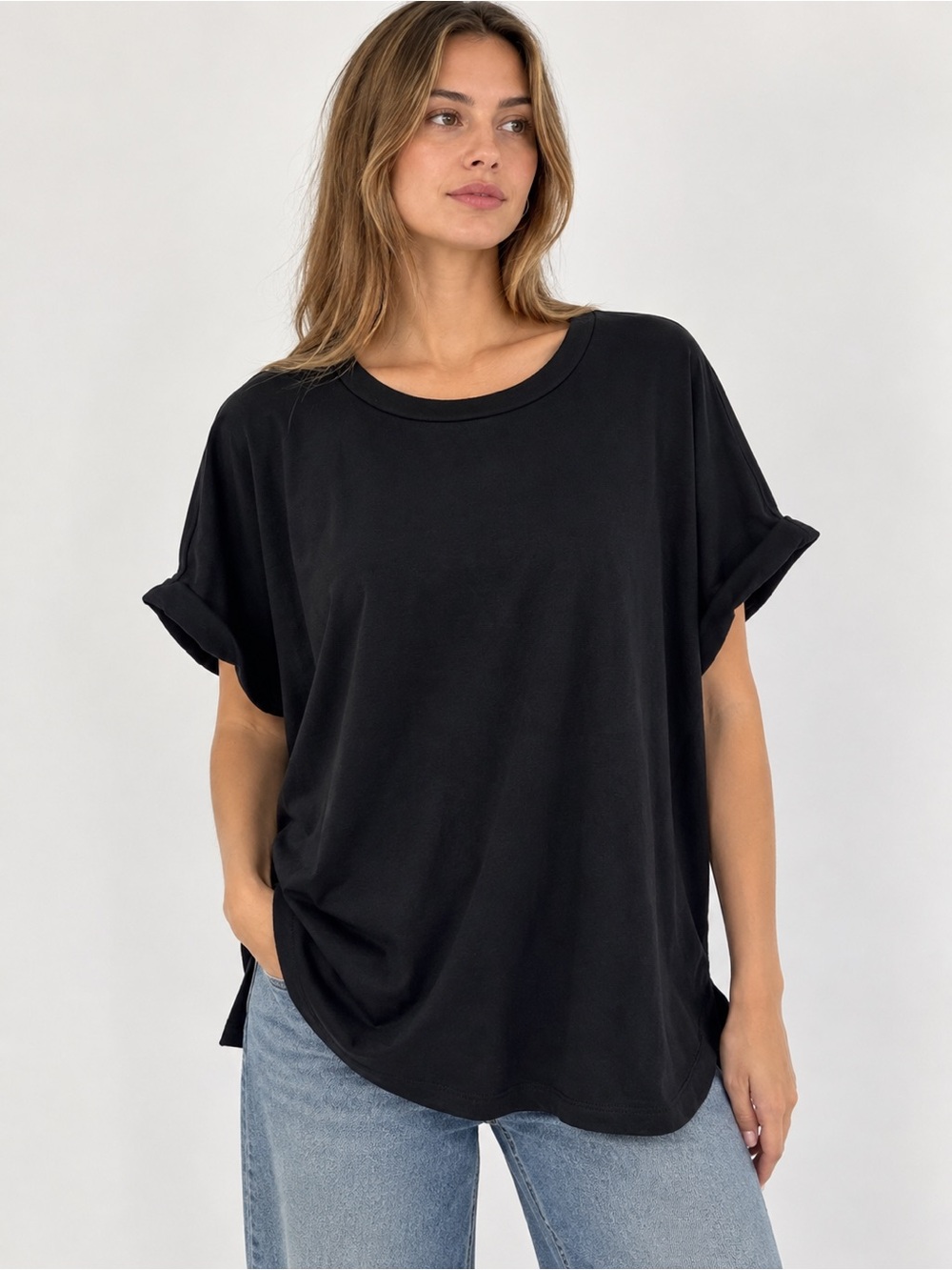 Korye Black Short Sleeve Sweater Tee